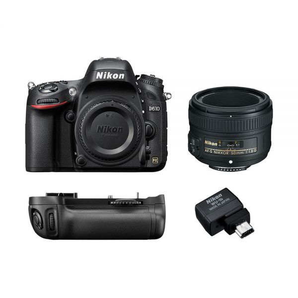 Cámara Nikon D610 Kit 50mm f/1.8G +ADAP. WIFI WU-1B + GRIP MB-