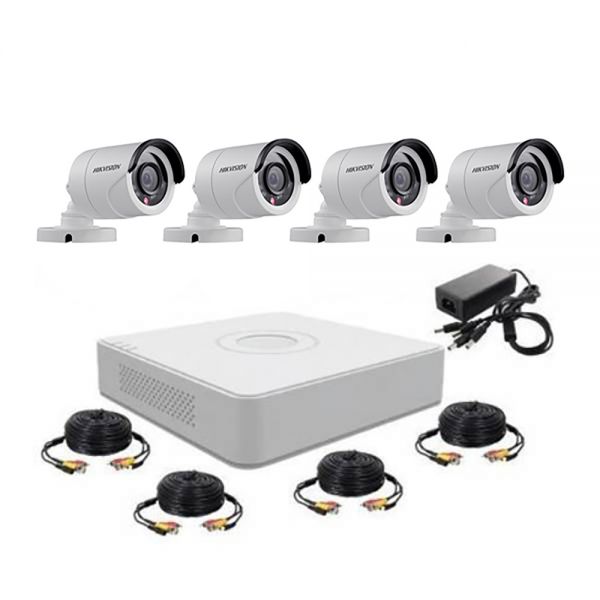 Comprar Online Kit CCTV de Vigilancia DVR Hikvision DS-7104HGHI-F1 4 CH + 4  Cámaras - Blanco Delivery a todo el Paraguay