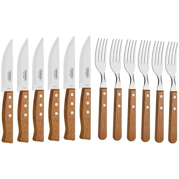 Tramontina Dynamic Juego de Cuchillos Stainless Steel Knives Set with  Wooden Handle (12 pc)