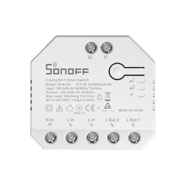 Interruptor Wifi de pared sin Neutro de 2 Canales – Sonoff