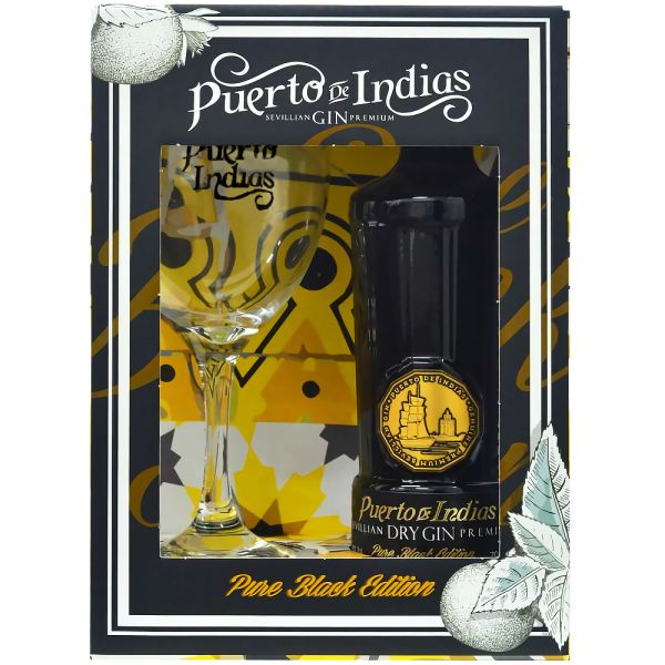Gin Puerto de Indias Pure Black Edition + Copo - 700mL