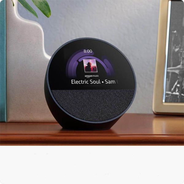 Compra Speaker Amazon Echo Spot Alexa Smart 2024 con Reloj Negro Envios a todo el Paraguay