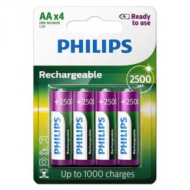Comprá Online Pilas Recargables Philips AA x 4 R6B4RTU25/97 - 2500 mAh con  el envío más rápido del Paraguay