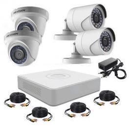 Comprá Online Kit CCTV de Vigilancia DVR Hikvision DS-J1421/7104HGHI 4 CH +  4 Cámaras - Blanco con el envío más rápido del Paraguay