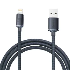 Cable USB-A a Lightning Baseus CAJY000101 Crystal Shine 2.4A - Black 2 metros