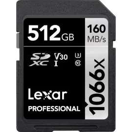 Memória SD Lexar Professional 1066X 160-120 MB/s C10 U3 512 GB (LSD1066512G-BNNNU)