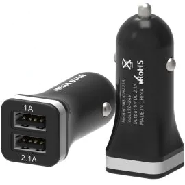 Adaptador para Automóvil Mega Star CH221S Dual USB - Negro/Gris