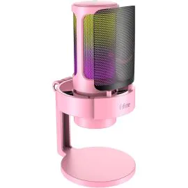 Microfone Fifine A8 RGB USB - Rosa