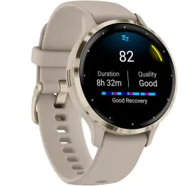 Relógio Smartwatch Garmin Venu 3S Stainless Steel Bezel - Bege/Dourado (010-02785-02)